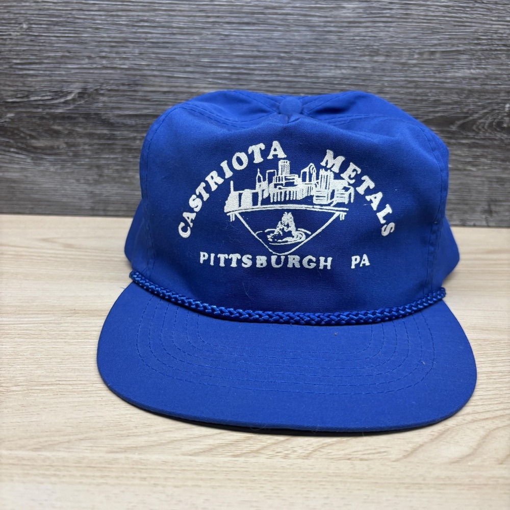 Vintage Castriota Metals Pittsburgh Hat Cap Strap Back Blue Rope Mens